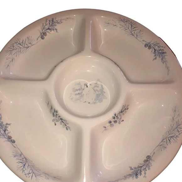 Village PFALTZGRAFF “Winter Frost” 5-Sectional Rnd Relish/Snack Platter Serving - Picture 2 of 6